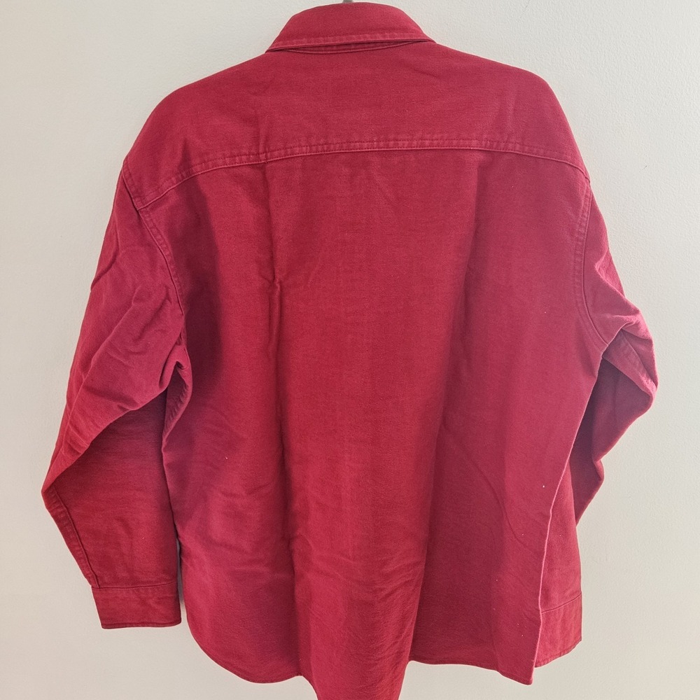 Woolrich Red Mens L Button Up Long Sleeve Shirt 100% Cotton Collared Work Casual - Picture 9 of 10